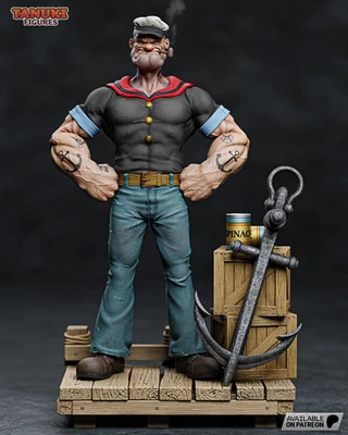 Popeye 3D Resin Printed Statue – Classic Cartoon Unpainted Model Kit – 1/4-1/12 - Image 1 of 4