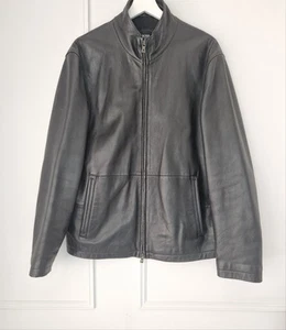 BOSS Hugo Boss Men's Black Lambskin Leather Jacket Size 52 (Large) – Zip Front, - Picture 1 of 11