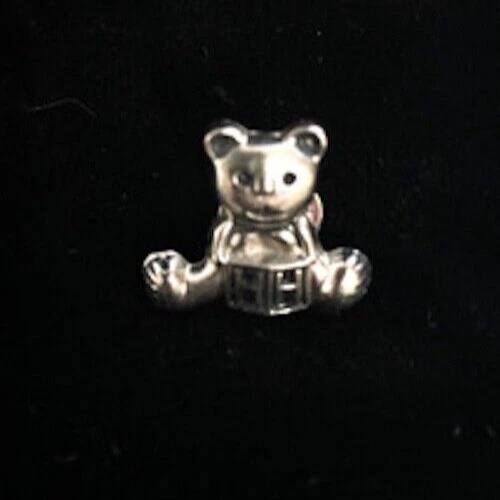 Rare Vintage Silver Bear Tie Tac Monogramed HH - Image 1 of 1