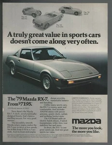 1979 MAZDA RX-7 advertisement, Mazda RX 7 GS, silver car print ad - Picture 1 of 3