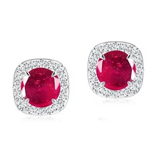 14KT Gold 2.35 100% Natural Burmese Red Ruby IGI Certified Diamond Studs - Picture 1 of 1