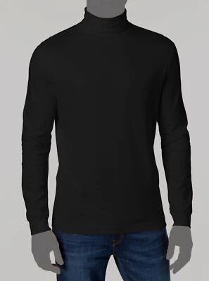 Camiseta Club Room Para Hombre Negra Sólida Cuello Simulado Manga Larga Talla XXXL Foto 1 de 2