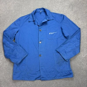 VINTAGE French Jacket Adult Large Blue Canvas Work Wear Utility Chore Men - Picture 1 of 7