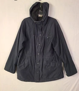 Nordstrom Polyester Hooded Black Lined Coat Size L - Picture 1 of 14