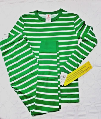 Target Kids Size 6 Pajama Set Long Sleeve Shirt & Pants Striped Green White NWT - Image 1 of 4
