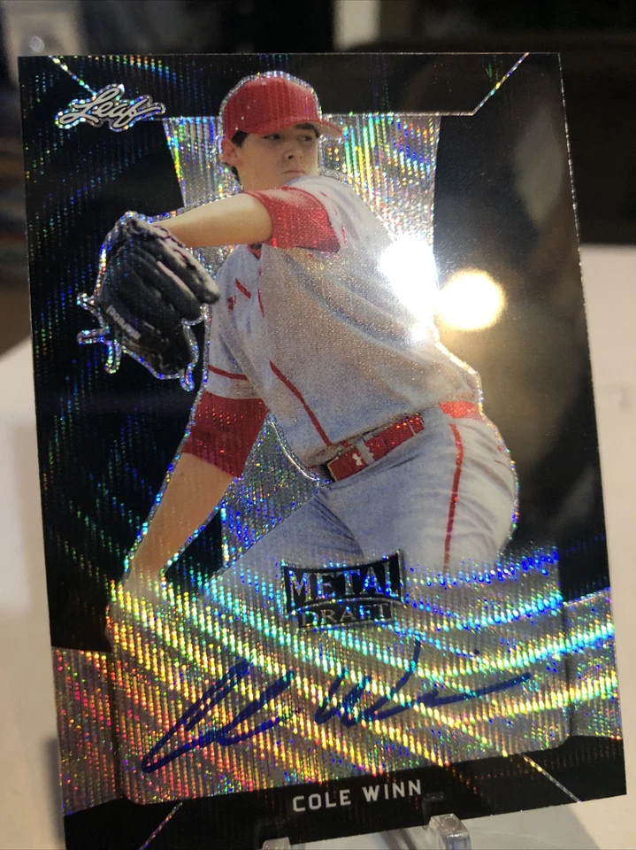 2018 Leaf Metal Draft Cole Winn Black Wave Prismatic Auto RC #3/7 No.BA-CW1 - Image 1 of 4