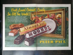 Vintage 1952 Mounds & Almond Joy Candy Bars Peter Paul Two Page Original Ad 622 - Picture 1 of 1