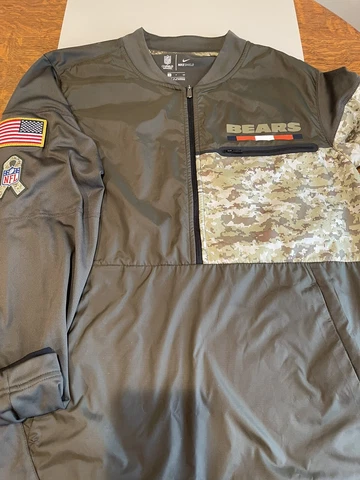 Chicago Bears Salute To Service NIKE TEAM Apparel Half Zip Jacket NFL Camo Small Cover