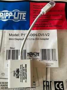 TRIPP LITE Mini Display Port 1.2 to DVI Adapter Model: P137-06N-DVI-V2, NEW - Picture 1 of 3