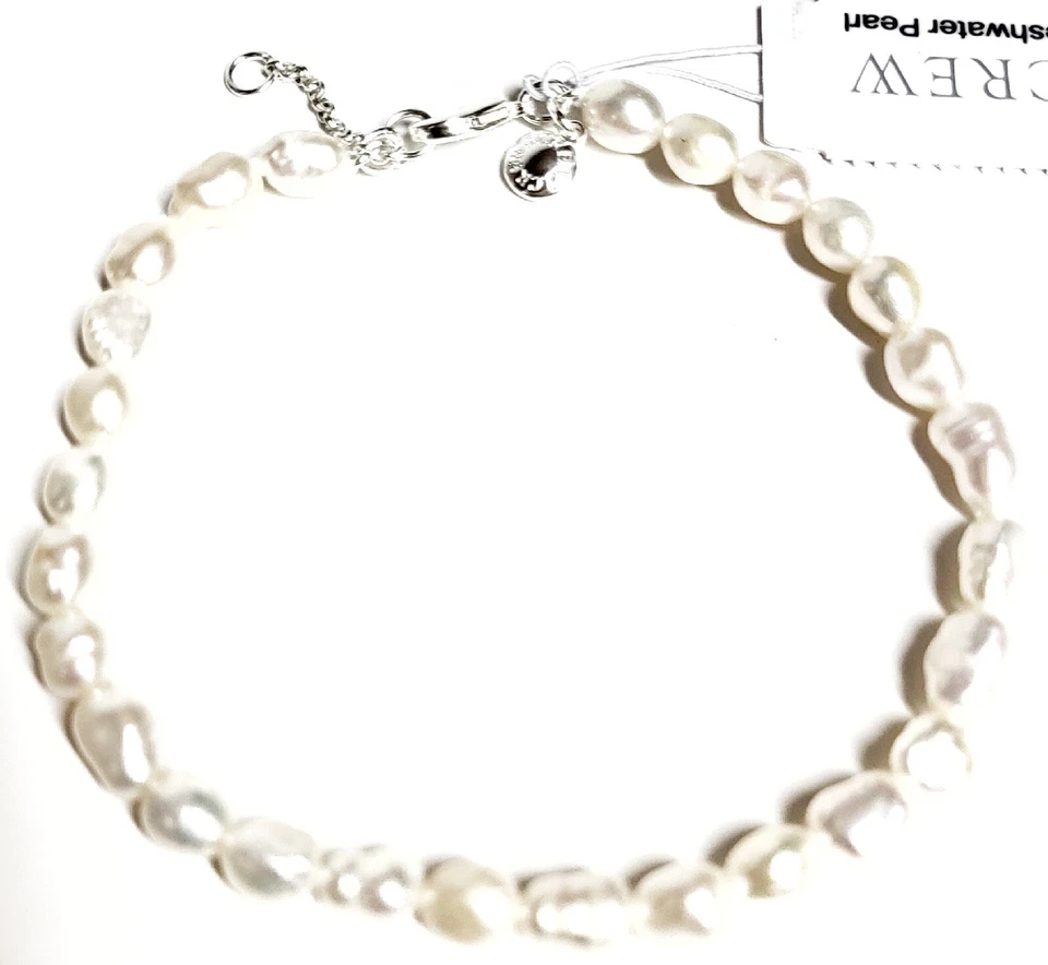 Tobillera J.Crew de agua dulce con cuentas perla plateada latón BG747 NUEVA CON ETIQUETAS Foto 1 de 4