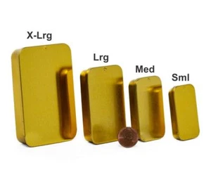 MagnaKoys® Quality Gold Rectangular Tins with Sliding Lids (choose qty./4 sizes) - Picture 1 of 5