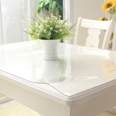 Plastic PVC Tablecloth Transparent Protector Waterproof Dining Clear Table Cover - Image 1 of 4