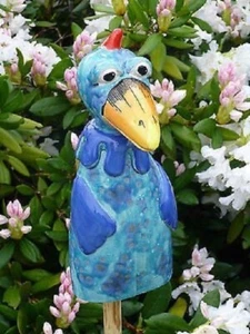 Keramik Huhn zum stellen o. stecken Handarbeit Garten Terrasse Beet Topfstecker - Bild 1 von 1