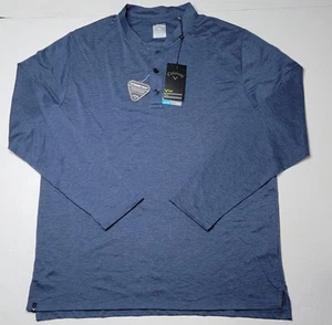 Callaway NWT Opti Dri Swing Tech Henley Peacoat Heather Mens XL Golf Shirt NEW - Picture 1 of 9