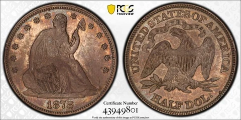 1878-P PCGS AU50 | Silver Seated Liberty Half Dollar - 50c US Coin #33749A Cover