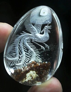 118.7ct Natural phantom Crystal Reverse Side Carving Quartz Pendant Polished - Picture 1 of 9