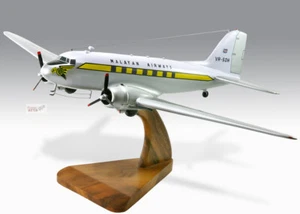 Douglas DC-3 Malayan Airways Solid Dry Mahogany Wood Handcrafted Display Model - Picture 1 of 13