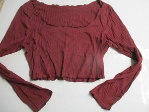 Mujer Shein Rojo Cuello Redondo Manga Larga Crop Top Talla 2xl - Imagen 1 de 6