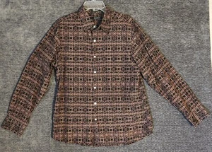 Brandini Vintage Shirt Size L Silk Cotton Blend Brown Long Sleeve Button Up - Picture 1 of 6