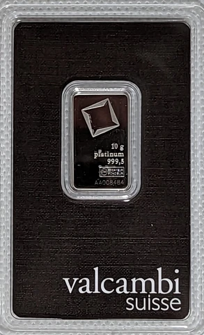10 gram Platinum Bar - Valcambi- 999.5 Fine Cover