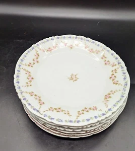 Set/6 antike Charles Field Haviland Limoges 8,75" Mittagessen Teller rosa... - Bild 1 von 9