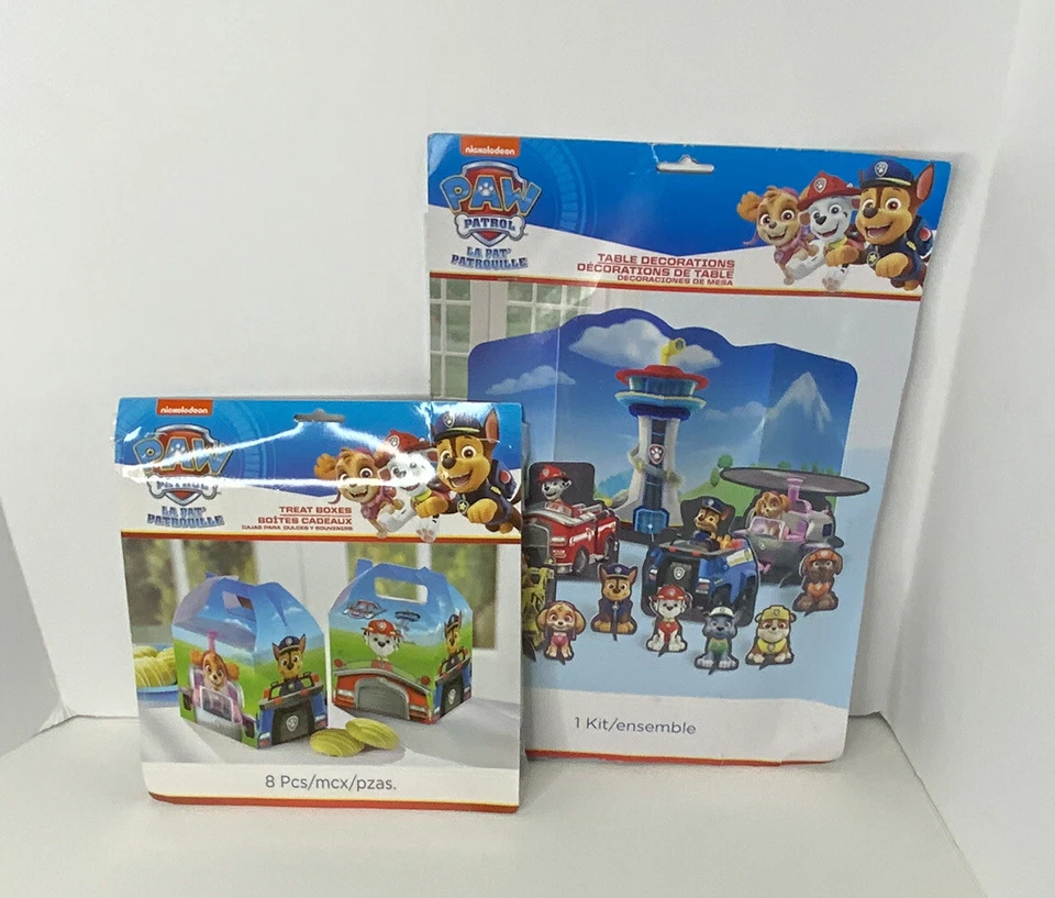 Kit de decoración de mesa Paw Patrol fiesta de cumpleaños pieza central y juego de cajas de golosinas Foto 1 de 4