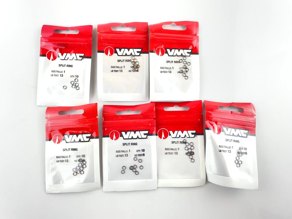 VMC Split Rings Size 1 13 Lb Test Black Nickel Finish Pack of 10 LOT OF 7 - Image 1 of 2