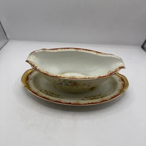 (Japan) Esco Yellow Scroll Floral Spray Sauciere - Bild 1 von 8
