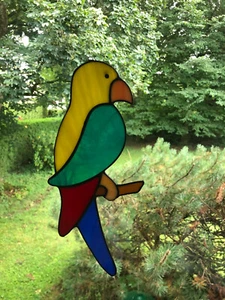 Tiffany Glaskunst Fensterbild, Fensterdeko, bunter Papagei - Bild 1 von 1