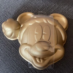 Disney Store Santa Mickey Mouse Gold Gelatin Mold Holiday Christmas Aluminum NEW - Picture 1 of 4