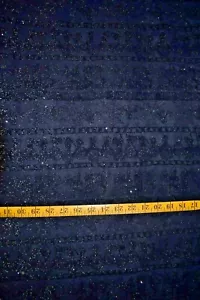 FLOCKED GLITTER HALLOWEEN STRIPES ON BLACK MESH SHEER FABRIC 21X43 INCHES - Picture 1 of 2