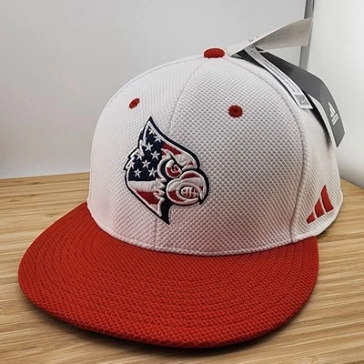 Louisville Cardinals Fitted Hat, White Cap, American Flag Logo, On-Field, Size 8 - Image 1 of 4