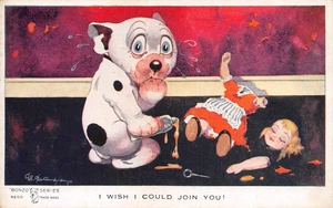 POSTCARD  COMIC  BONZO    I WISH I COULD JOIN YOU     #  936 - Picture 1 of 2