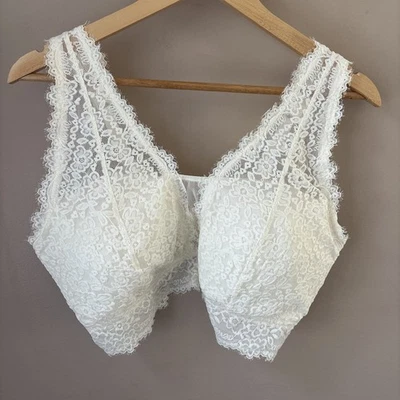 Aerie Women’s XXL White Ivory Lace Bralette Wireless Padded Stretch Bra Top - Image 1 of 4