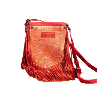 Bandolera Wrangler Cuero Naranja Flecos Jean Denim Bolsillo WG44-8360OR Foto 1 de 4