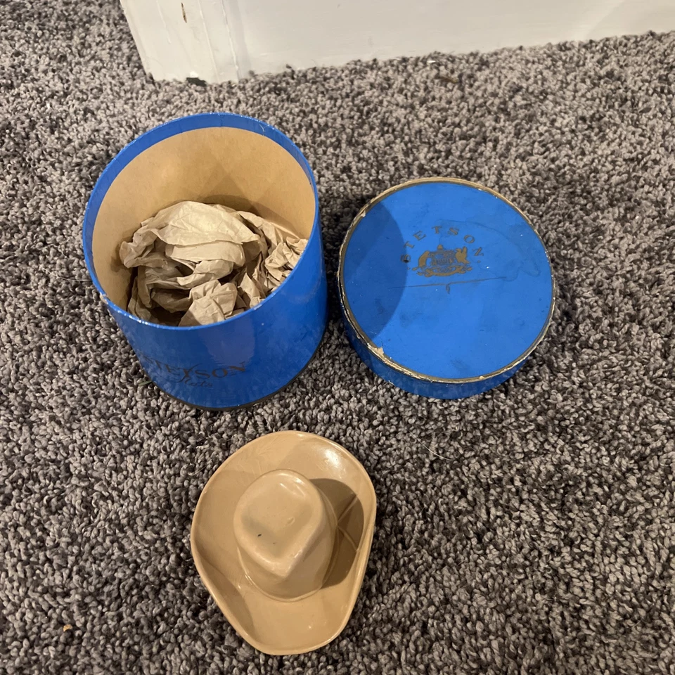 复古 STETSON 帽子 棕褐色 牛仔 微型迷你 带盒 — 第 1/4 张图片