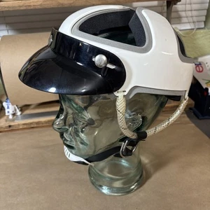 Vintage 1983 SkidLid Helmet Skateboard Bicycle White/Bubble Visor Chin Strap USA - Picture 1 of 6