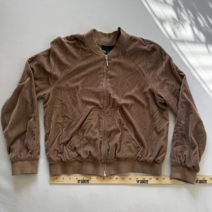 Saks Fifth Avenue MEDIUM Velvet Chocolate Brown Zippered Shacket - Bild 1 von 10