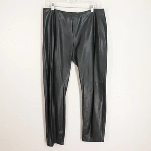 Pantalones de cuero de cordero Dana Buchman para mujer 12 negros tiro medio corte recto cremallera lateral - Imagen 1 de 12