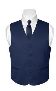BOY'S Dress Vest & NeckTie Solid NAVY BLUE Color Neck Tie Set Boys Tux Size 4 - Picture 1 of 3