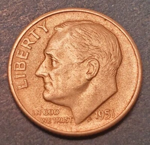 1951S better grade circulated semi-key Date Roosevelt Dime - 36 Sold - Picture 1 of 4