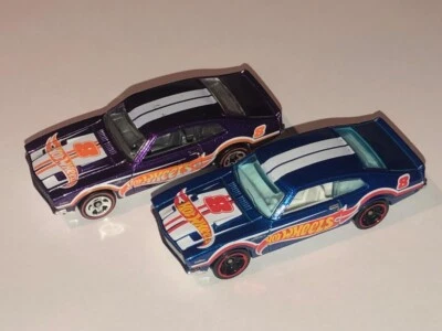 Ford Mavericks 1971 Hot Wheels (2) versiones sueltas, azul y púrpura, lote de 2 Foto 1 de 3