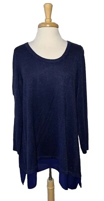 Apt. 9 Túnicas Manga Larga Hilo Metálico Chifón Borde Inferior Elegante Talla OX (XL) Foto 1 de 4