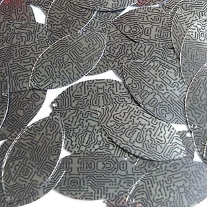 Pailletten Navette Blatt 1,5" schwarz silber Platine Tech Print Metallic - Bild 1 von 1