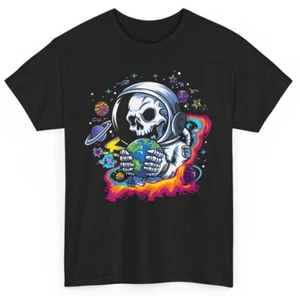 Lustiges T-Shirt Skelett Astronaut - Weltraum Galaxie Humorvoll Halloween Grafik Tee - Bild 1 von 33