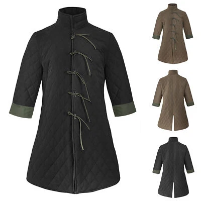 Men Medieval Thick Padded Full Sleeves Gambeson Coat Aketon Jacket Armor Cotton - Image 1 of 4