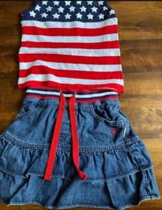 Conjunto de falda Osh Kosh 4T de colección. Diseño Patriótico EE. UU. Excelente Estado. Memorial Day/4th - Imagen 1 de 12