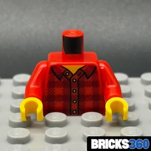 Lego New Minifig Torso Red Plaid Vest Sweater Farmer Clothes Overalls w/ Collar - Picture 1 of 3