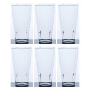 6 x Clear Plastic Beer Glass 425ml Shatterproof Schooner Stackable Cup - Picture 1 of 3