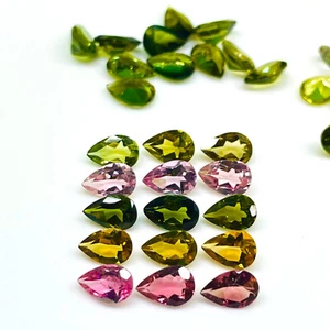 VVS 15 Pcs Natural Multi Tourmaline 6x4mm Pear Cut Loose Untreated Gemstones Lot - Picture 1 of 9